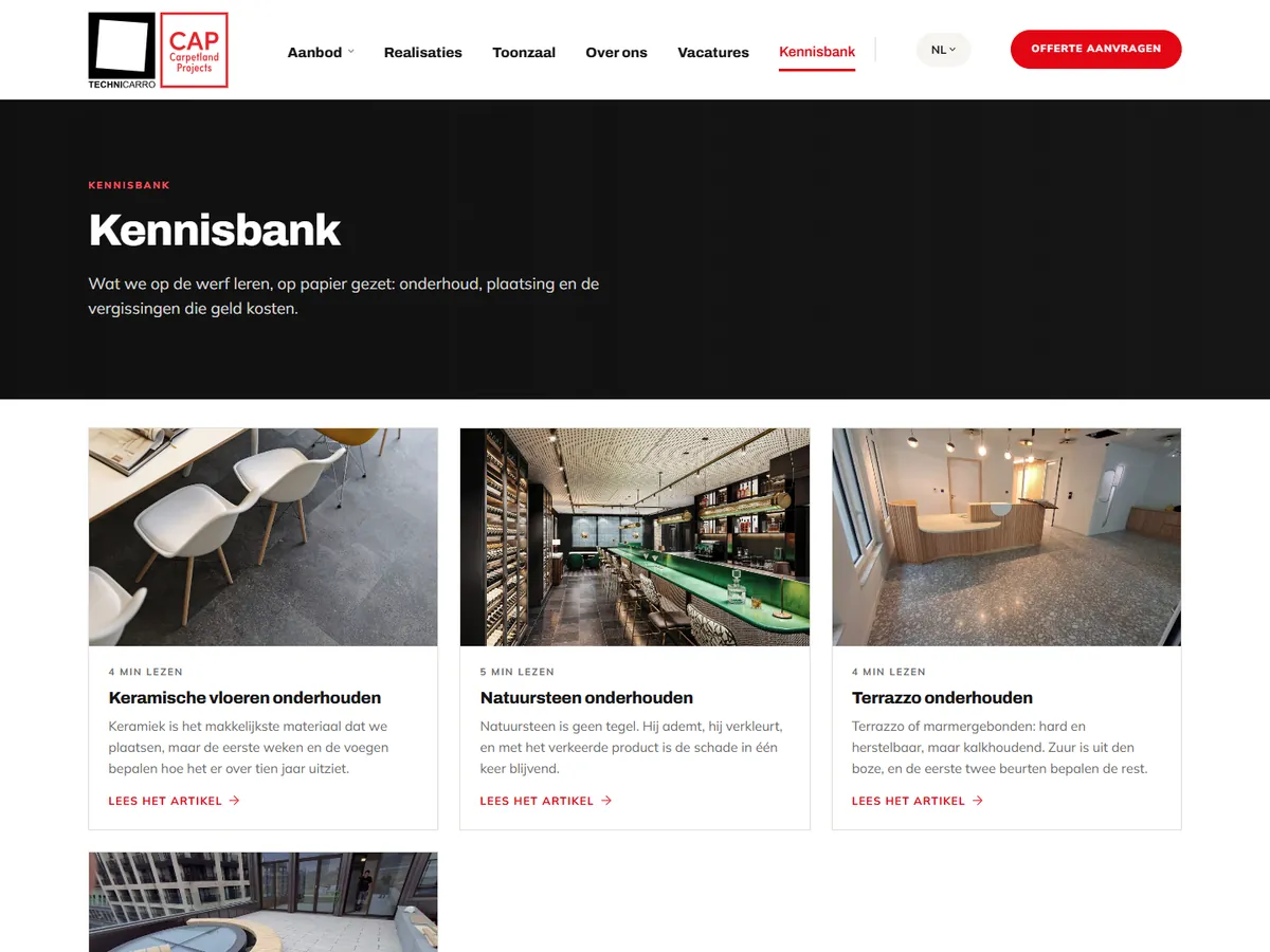 Kennisbank op de website van Technicarro-CAP