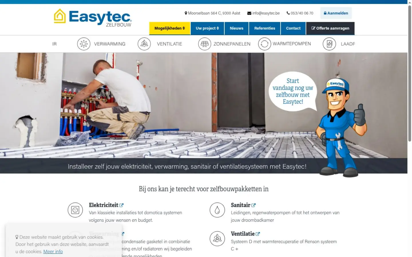 Screenshot van de website Easytec