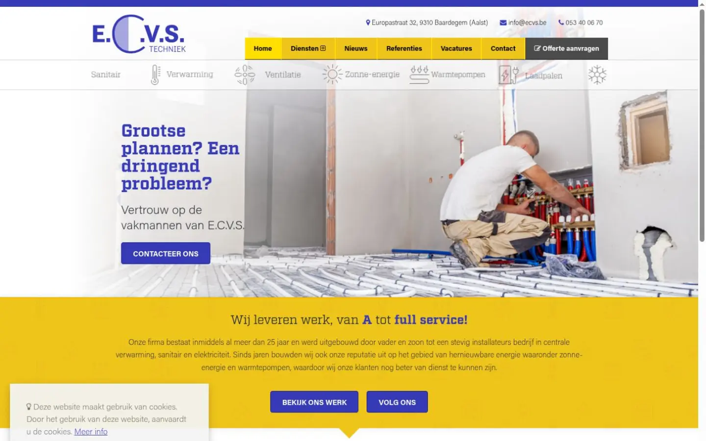 Screenshot van de website ECVS
